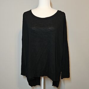 Classic Black Long Sleeve Women's Top Sexy Open Back Style